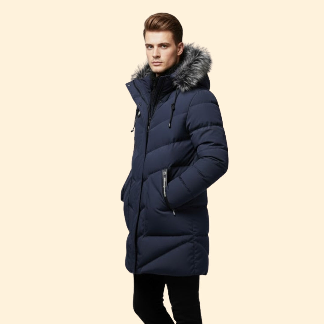 Quilted hooded parka with multi-pocket design for men | Norvik