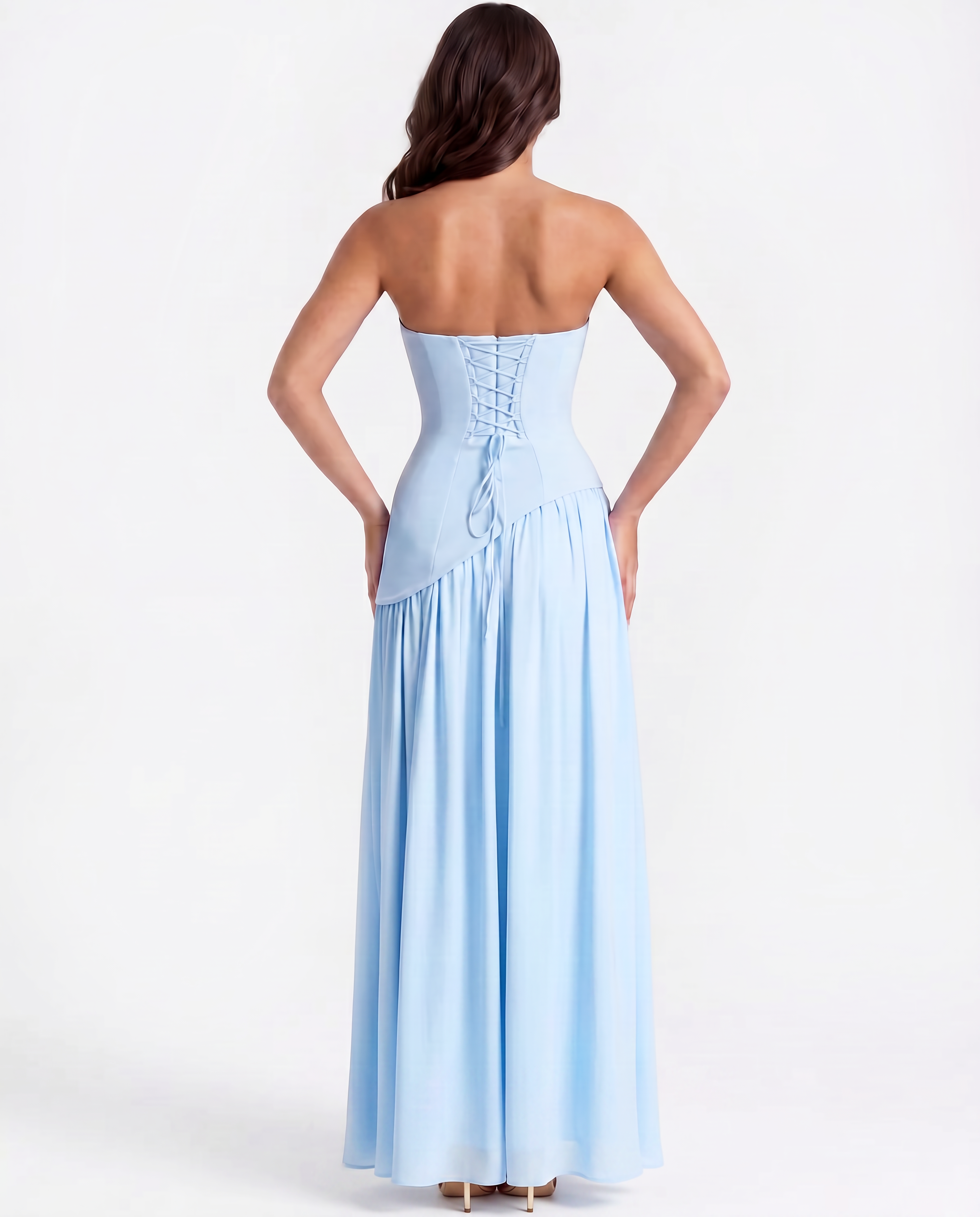 Structured bodice crepe maxi dress for women | Serena
