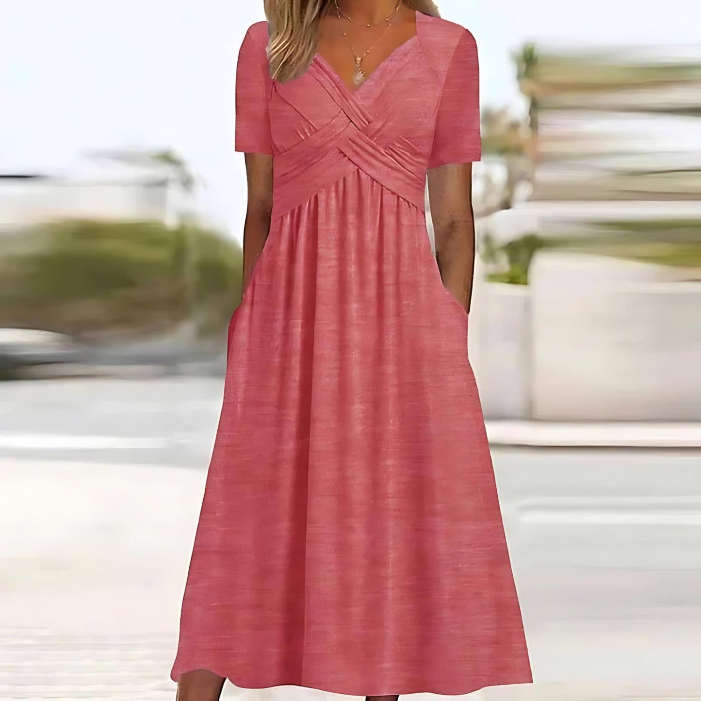 V-neck midi dress for women | Angeli
