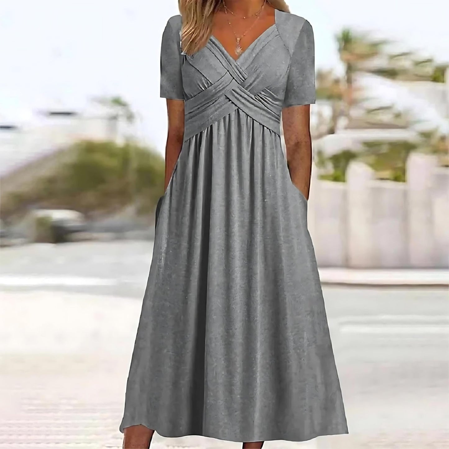 V-neck midi dress for women | Angeli