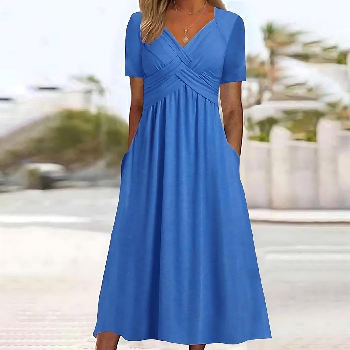 V-neck midi dress for women | Angeli