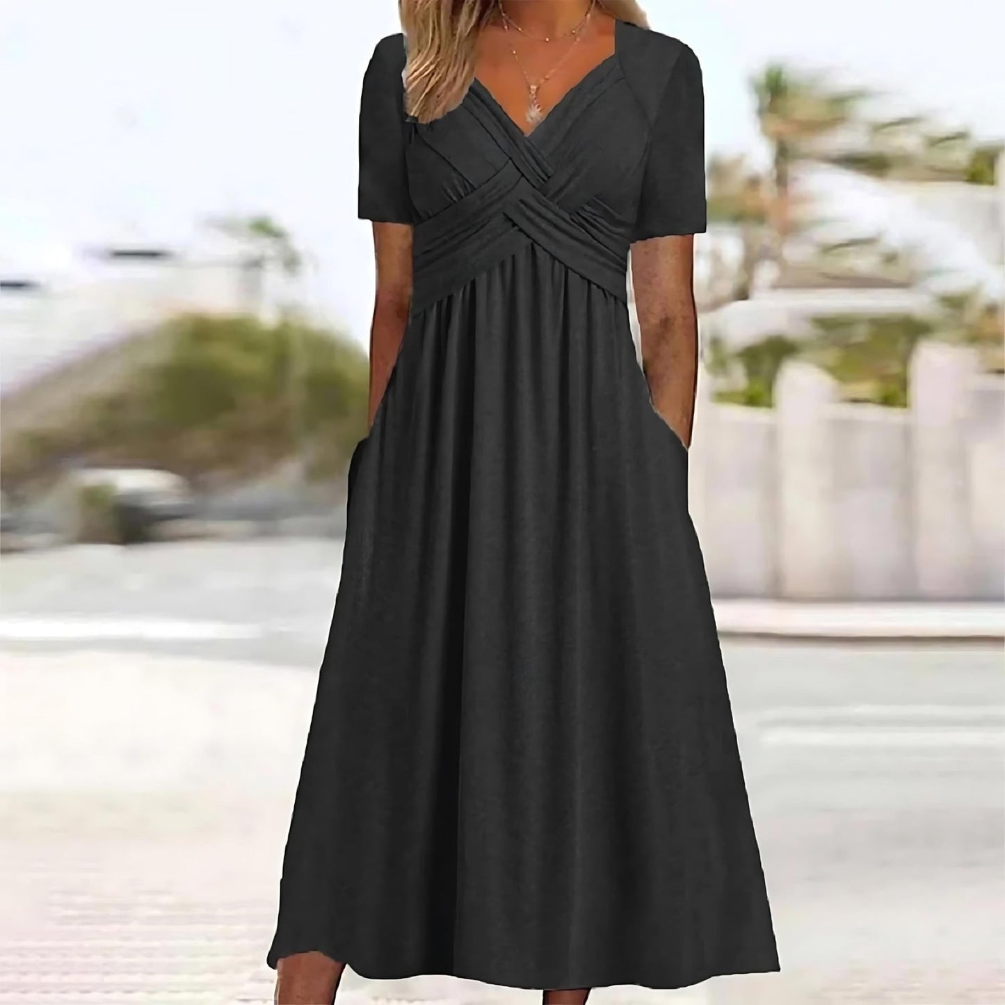 V-neck midi dress for women | Angeli