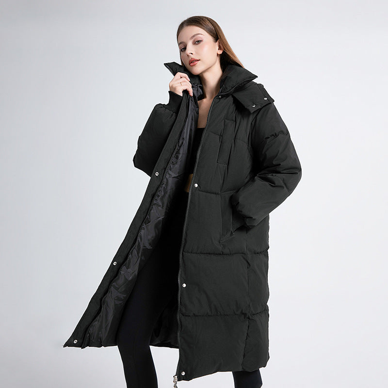 Hooded long puffer coat for women | Gigaty