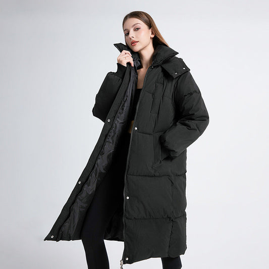 Hooded long puffer coat for women | Gigaty