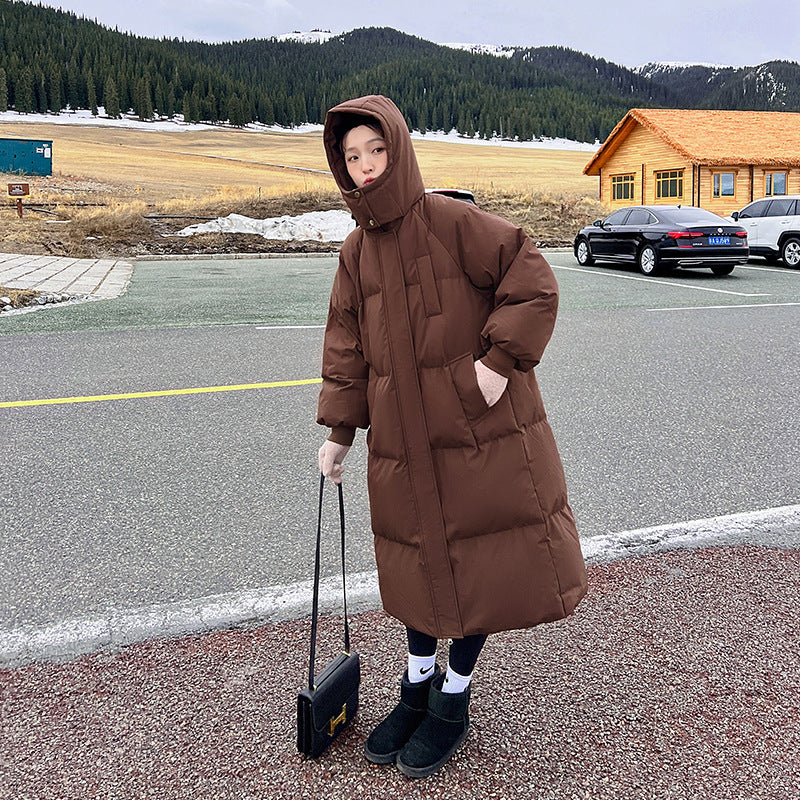 Hooded long puffer jacket for women | Lemi