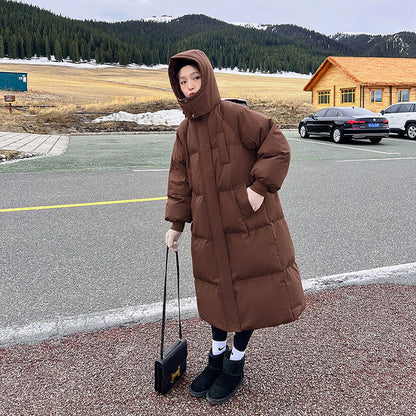 Hooded long puffer jacket for women | Lemi