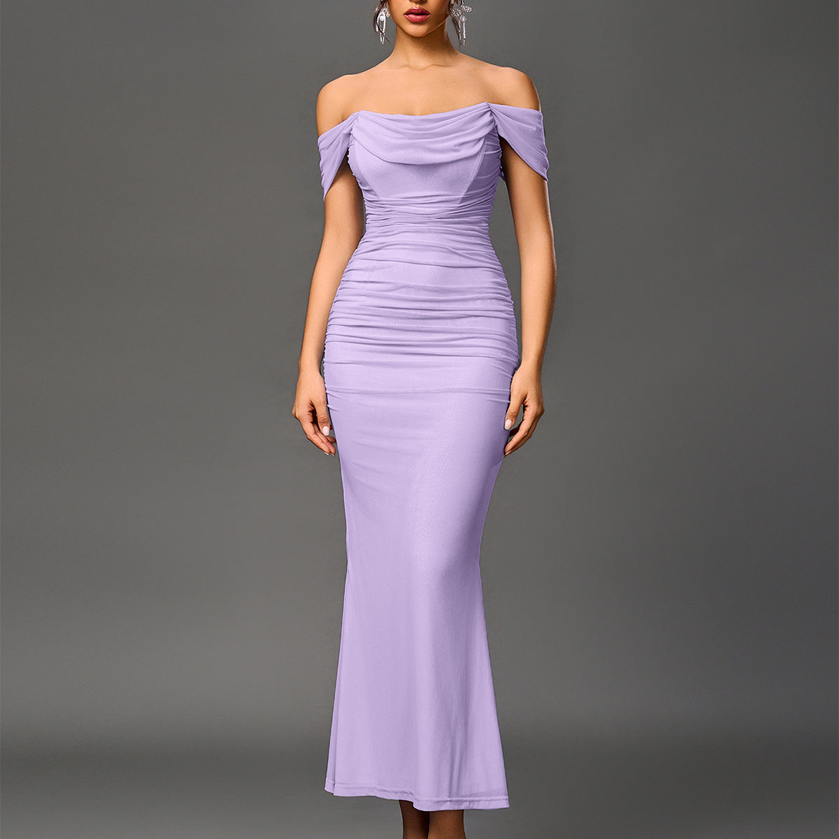 Elegant off-shoulder backless mermaid dress for women | Seraphine