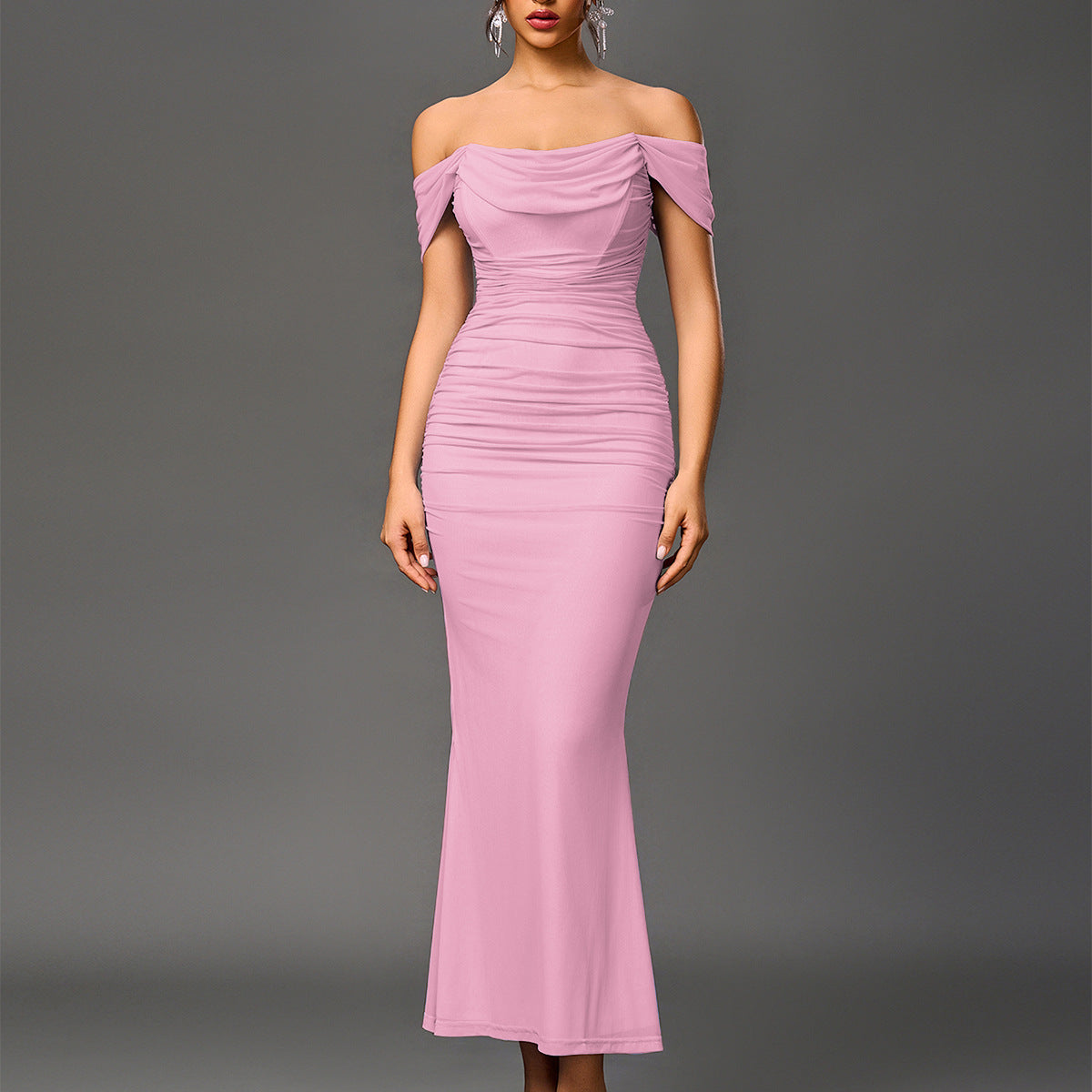 Elegant off-shoulder backless mermaid dress for women | Seraphine