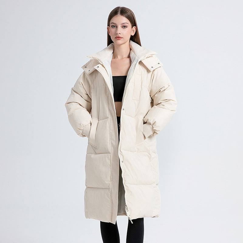 Hooded long puffer coat for women | Gigaty