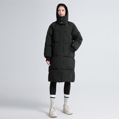 Hooded long puffer coat for women | Gigaty