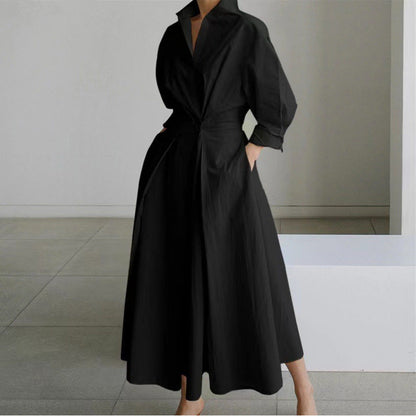 Front wrap collared maxi dress for women | Sofer