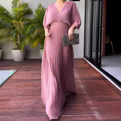 Floating ribbed maxi dress for women | Ria -12