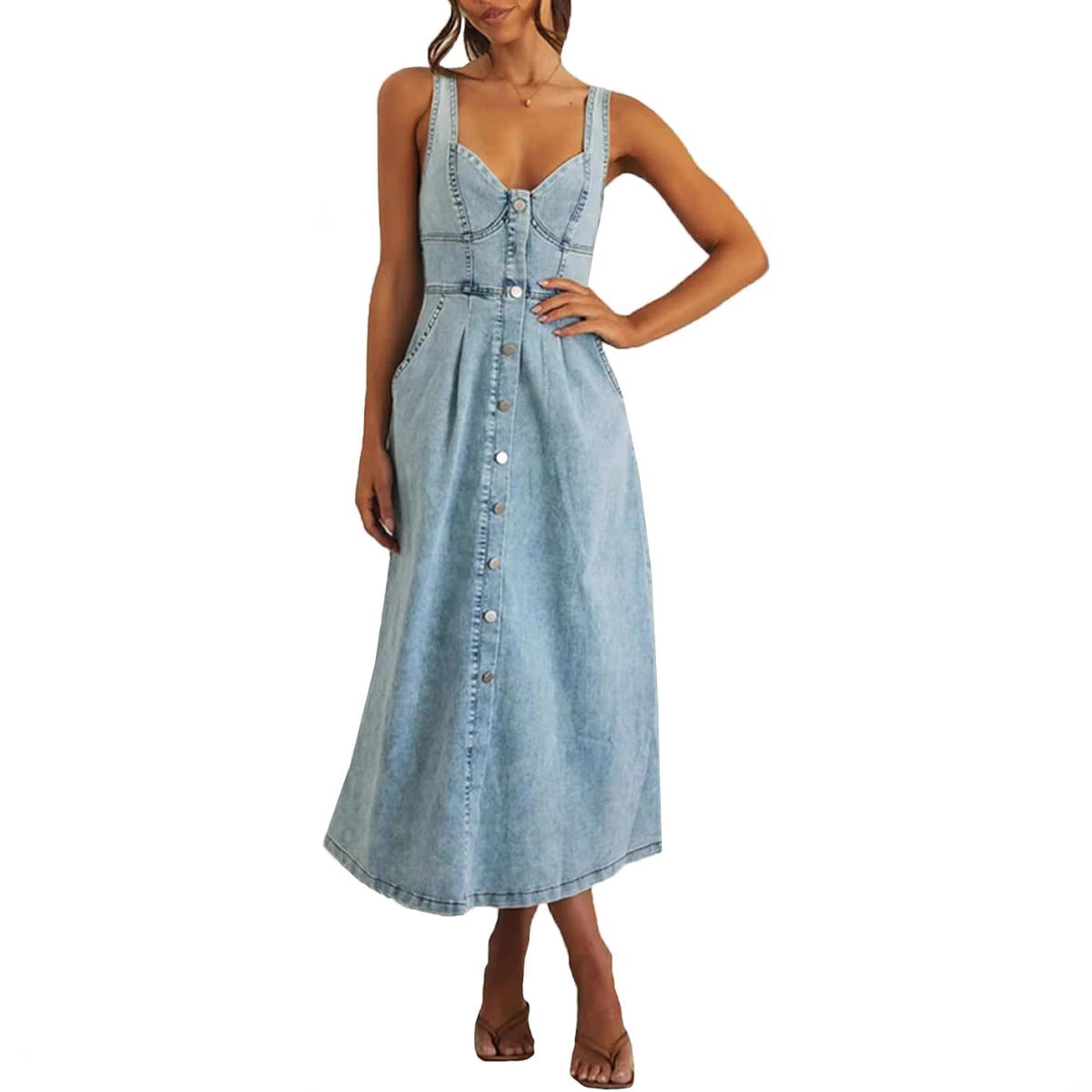 Sleeveless button-front dress for women | Jaylin