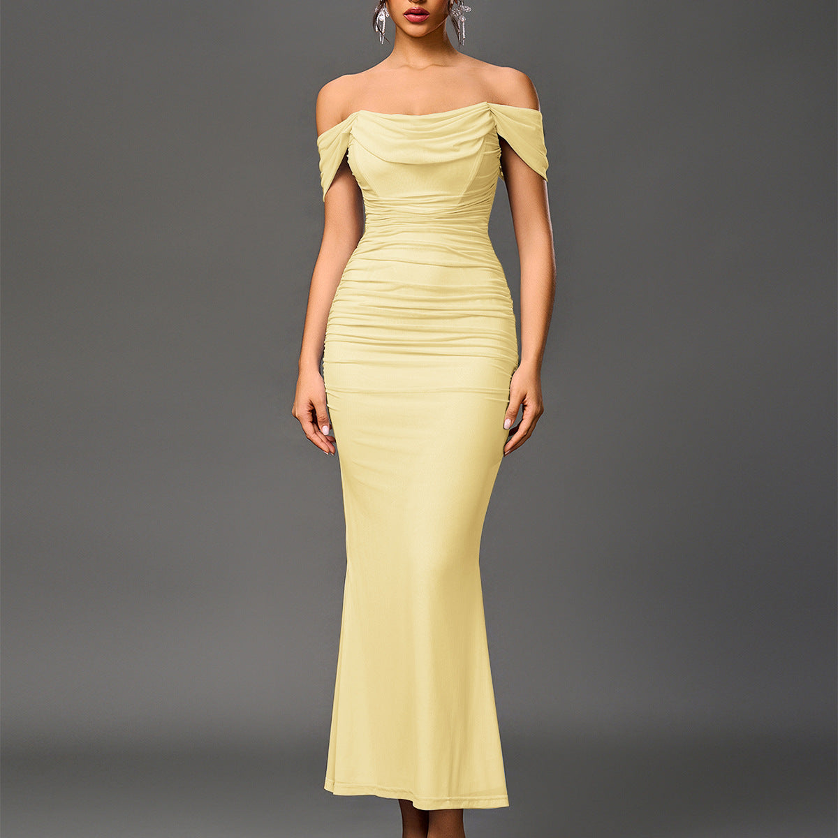 Elegant off-shoulder backless mermaid dress for women | Seraphine