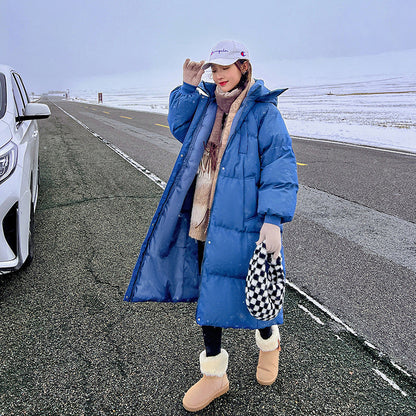 Hooded long puffer jacket for women | Lemi