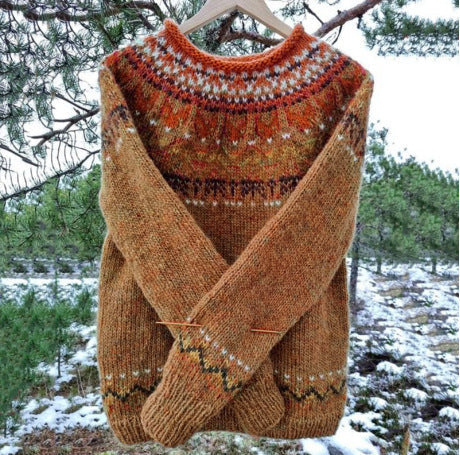 Vintage Icelandic-inspired knit everyday jumper for women | Elvira -8