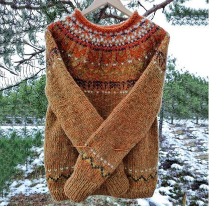 Vintage Icelandic-inspired knit everyday jumper for women | Elvira -8