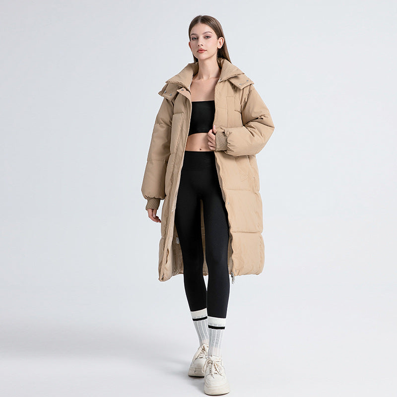 Hooded long puffer coat for women | Gigaty