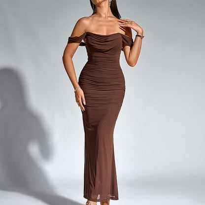 Elegant off-shoulder backless mermaid dress for women | Seraphine