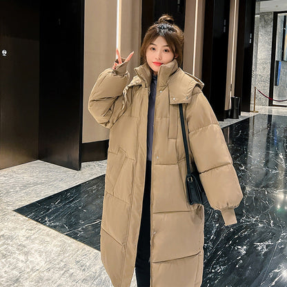 Hooded long puffer jacket for women | Lemi