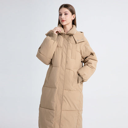 Hooded long puffer coat for women | Gigaty