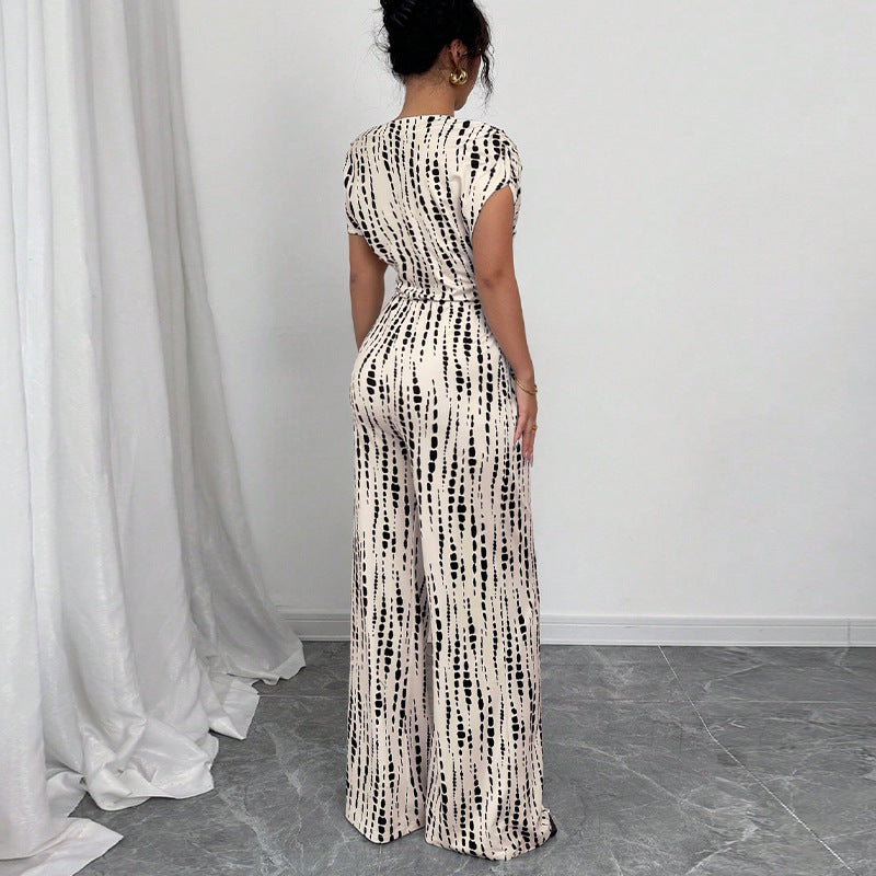 Classy wide-leg oblique strap jumpsuit for women | Elvaira