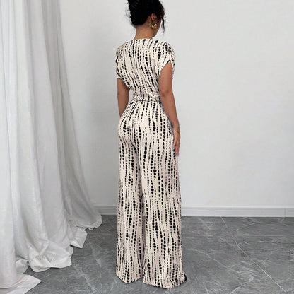 Classy wide-leg oblique strap jumpsuit for women | Elvaira