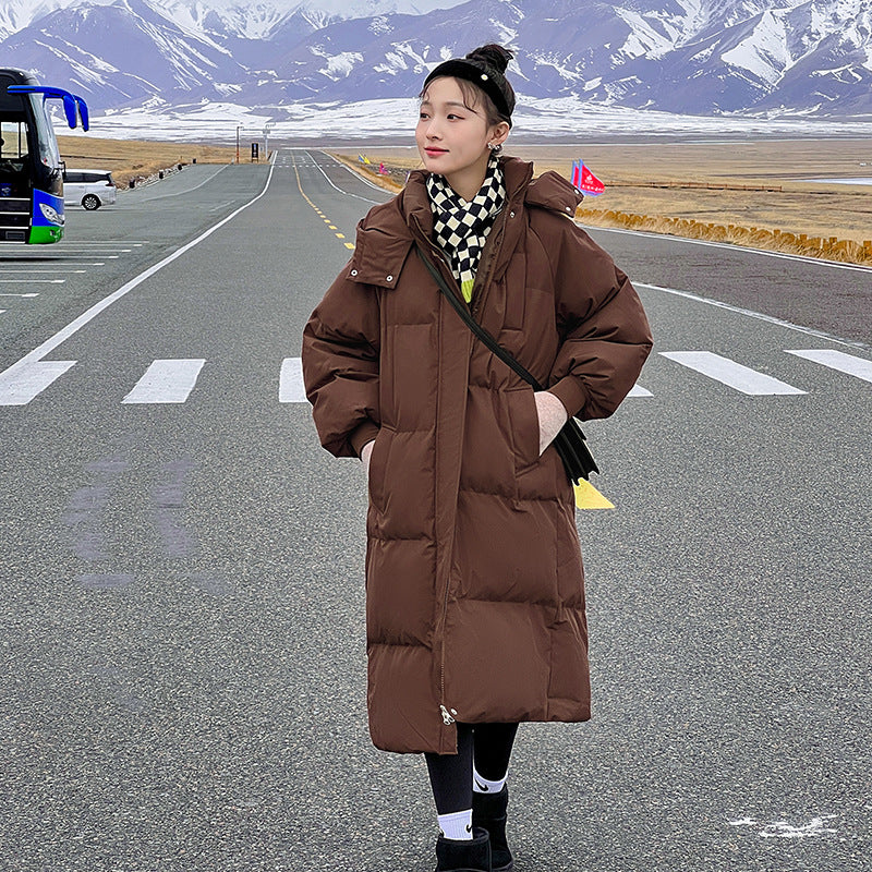Hooded long puffer jacket for women | Lemi