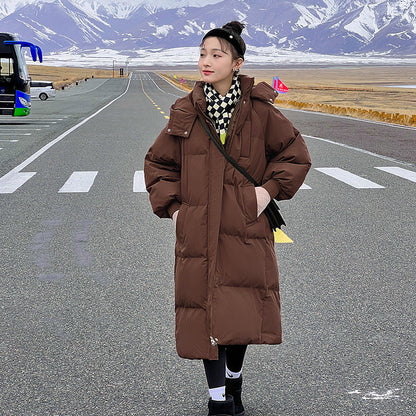 Hooded long puffer jacket for women | Lemi