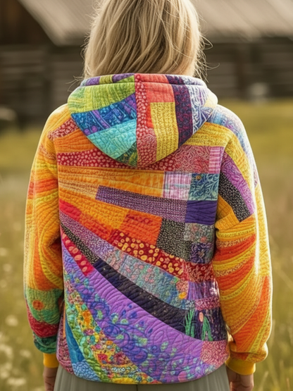 Colorful Patchwork Hooded Sweatshirt for Women | Klyra