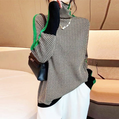 High-neck striped sweater for women | Lucia