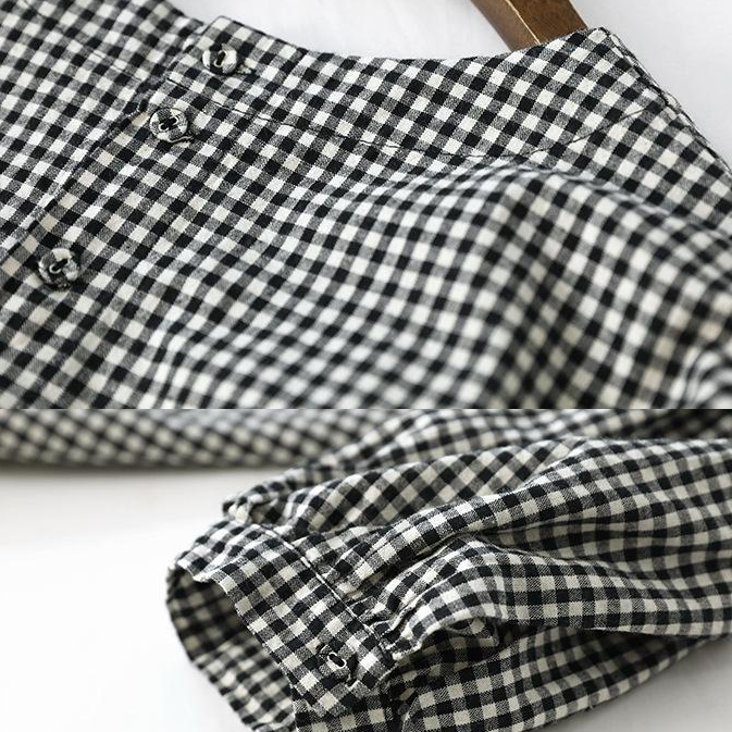 French Plaid Asymmetrical Blouse Chic for Women | Mirelune
