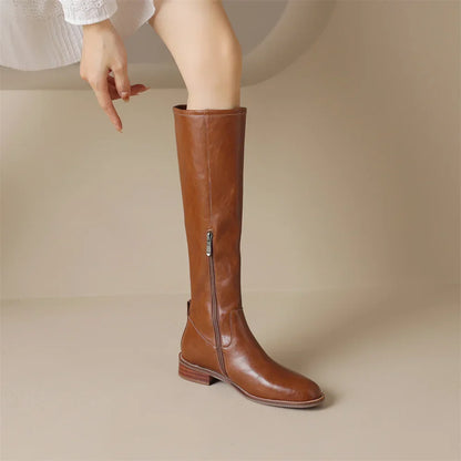 Adeline Knee-High Leather Boots Stylish for Women | Seradina