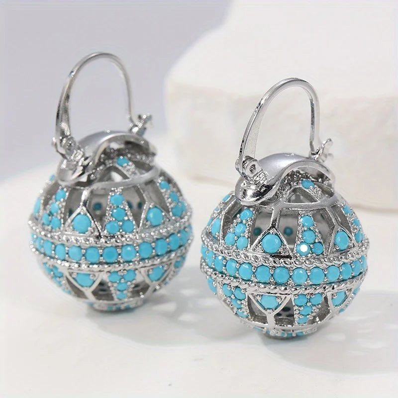 Turquoise Filigree Globe Drop Earrings for Women | Aurelia