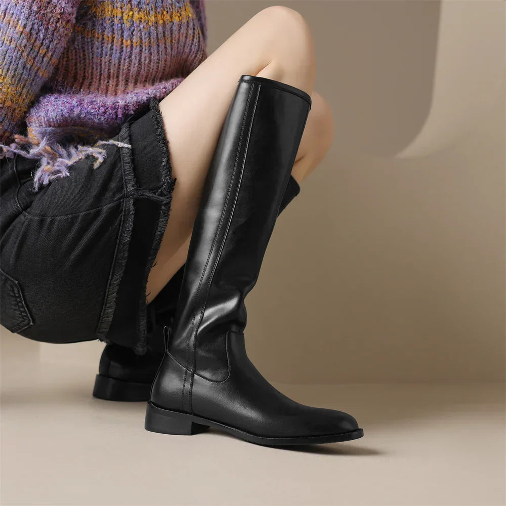 Adeline Knee-High Leather Boots Stylish for Women | Seradina