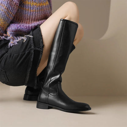 Adeline Knee-High Leather Boots Stylish for Women | Seradina