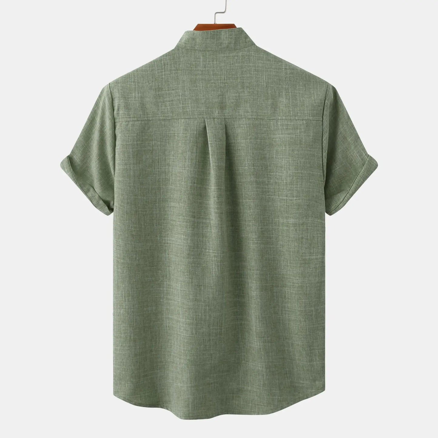 Collarless short-sleeve casual summer shirt for men | Matteo -3