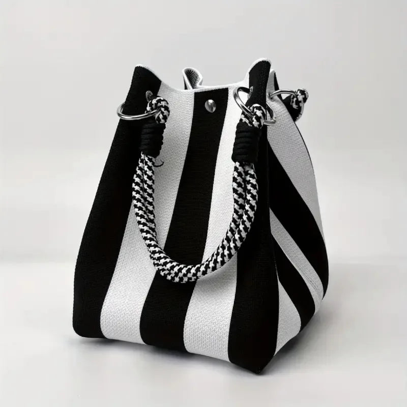 Woven texture tote bag with rope-style handles | Corvina