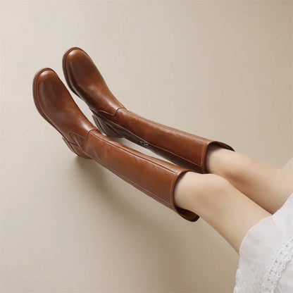 Adeline Knee-High Leather Boots Stylish for Women | Seradina