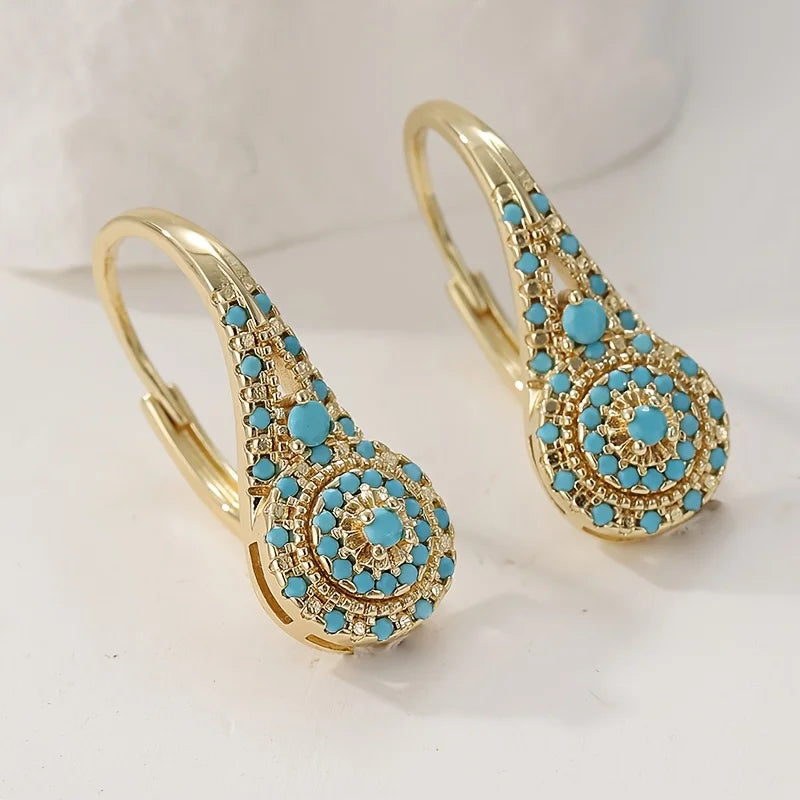 Turquoise Mosaic Teardrop Drop Earrings for Women | Elira