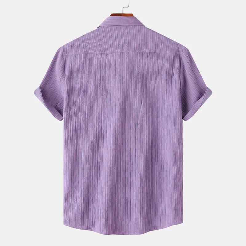Linen-cotton spread-collar summer shirt for men | Coastal -2