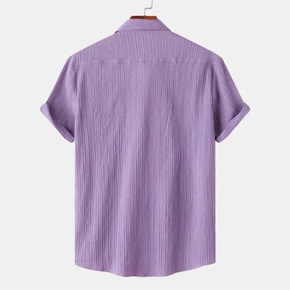 Linen-cotton spread-collar summer shirt for men | Coastal -2