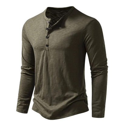 Slim-fit cotton henley casual shirt for men | Dixon -5