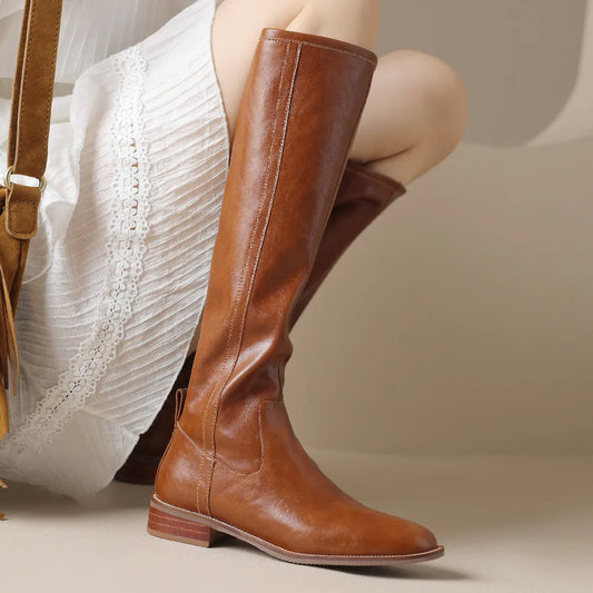 Adeline Knee-High Leather Boots Stylish for Women | Seradina