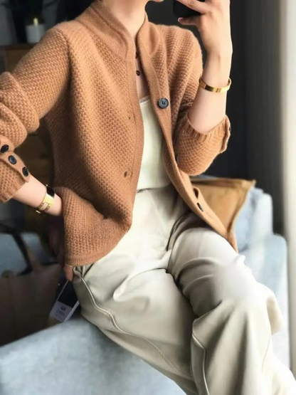 Elegant button-front classic long cardigan Cozy for Women | Lucille Élan