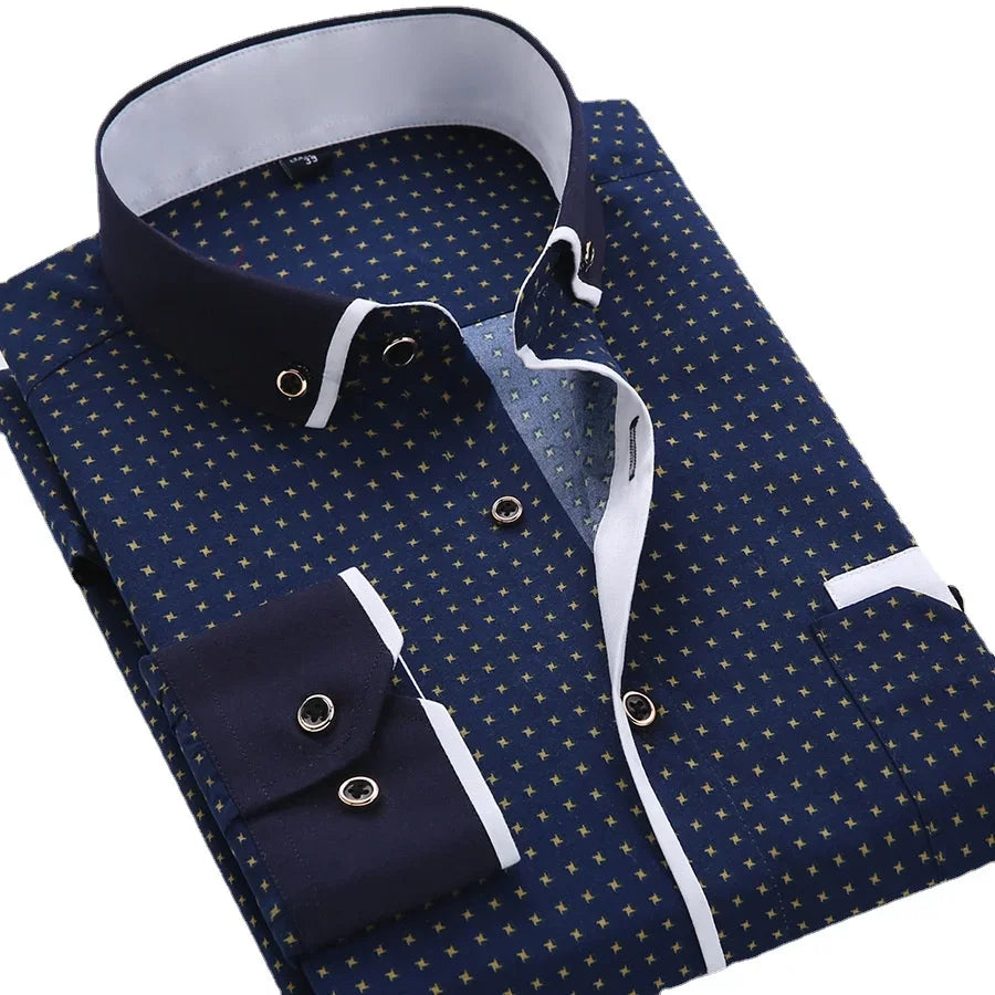 Contrast collar button-down shirt for men | Brent