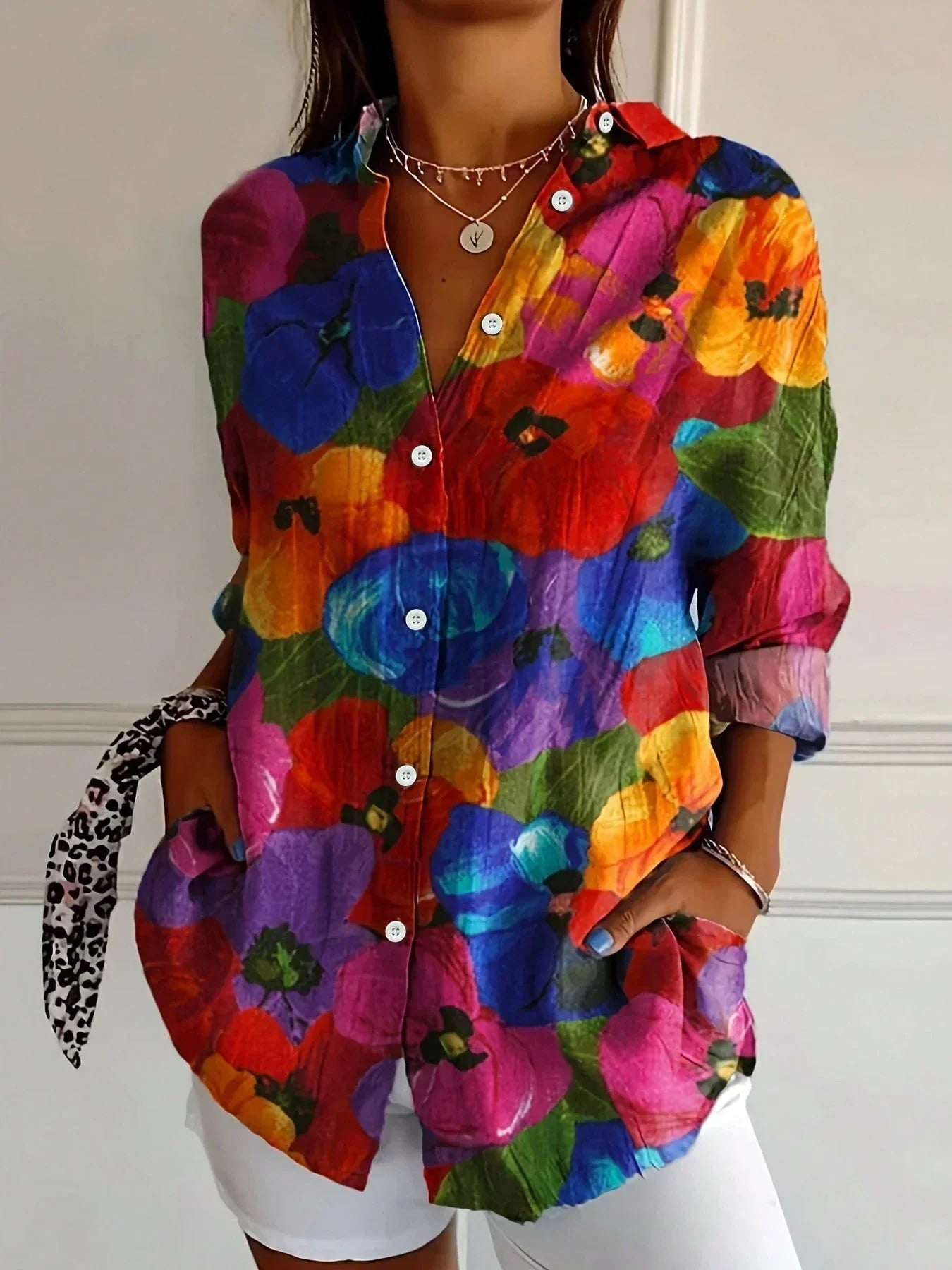 Colorful patterned blouse for women | Astrid