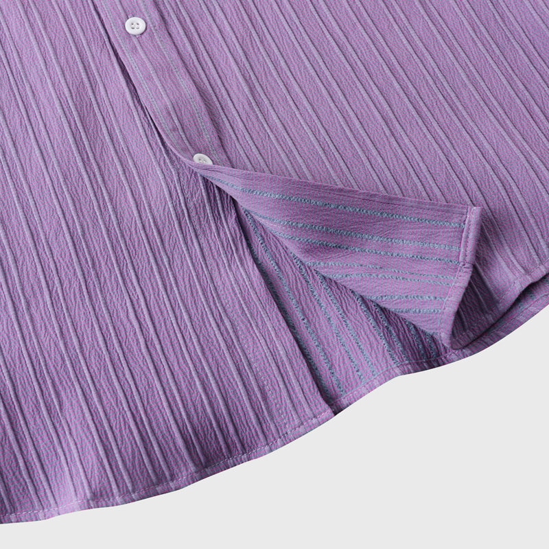 Linen-cotton spread-collar summer shirt for men | Coastal -6