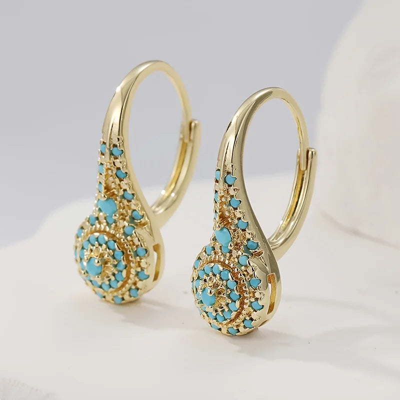 Turquoise Mosaic Teardrop Drop Earrings for Women | Elira