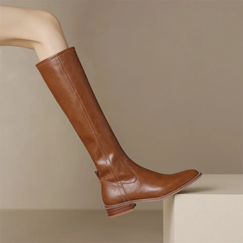 Adeline Knee-High Leather Boots Stylish for Women | Seradina